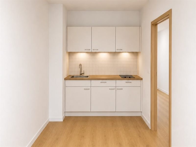Frisch sanierte Wohnung mit weißer Einbauküche und hellem Vinylboden in Leipzig-Gohlis-Süd