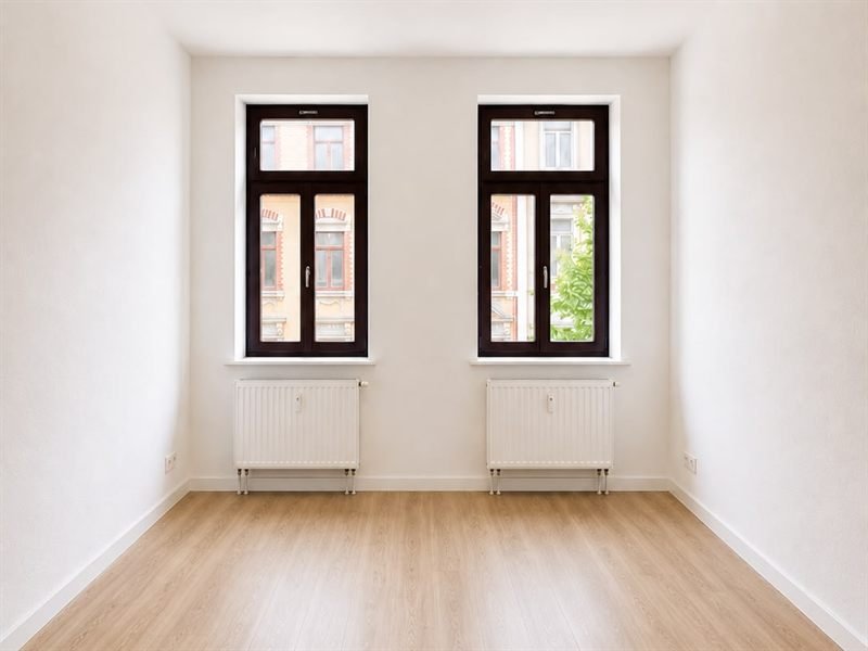 Heller, frisch sanierter Wohnraum mit zwei Altbaufenstern und Eichenboden in Leipzig-Volkmarsdorf